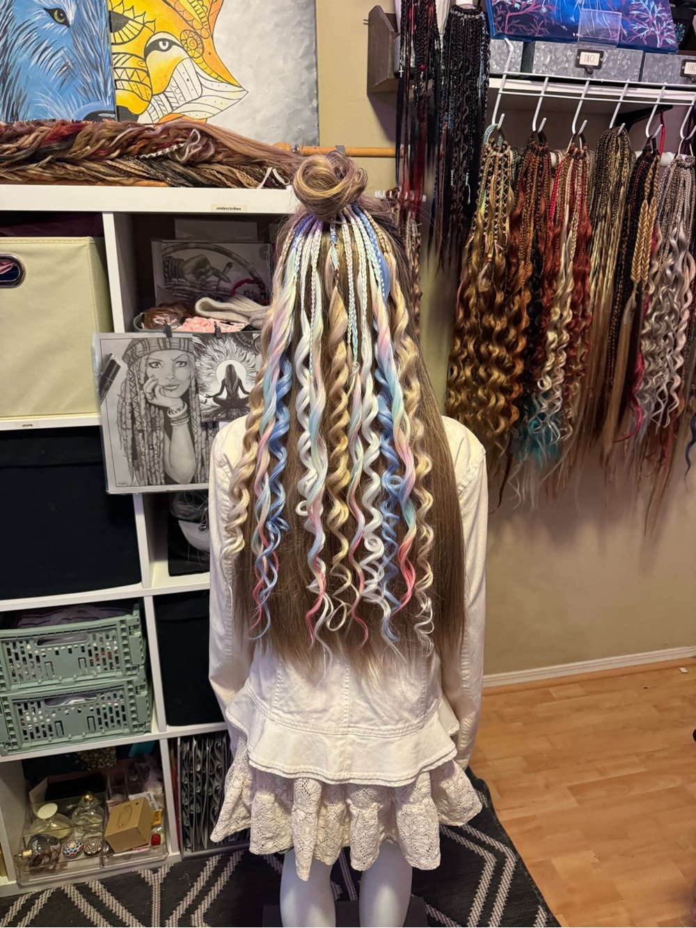 Premium Pastel Hair Extensions - Multi-Color Curly Accent Pieces